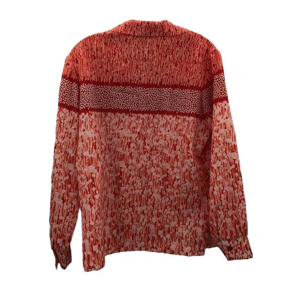 Pykettes vintage Blouse red buttonup Large Long Sleeve side slit LIGHTweight - Picture 2 of 8